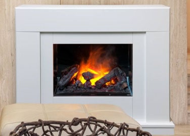 Ombouw met waterdamp haard