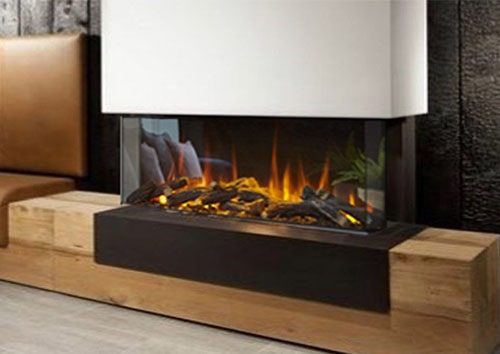 Elektrische sfeerhaard in moderne woonkamer met sfeervolle LED-vlammen